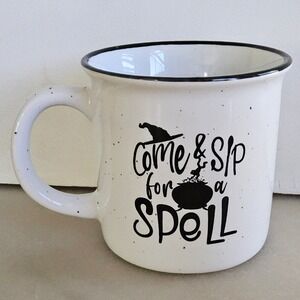 Halloween Mug SCM Home Come Sip‎ For A Spell White Stoneware Coffee Cup
